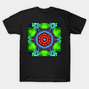 Psychedelic Kaleidoscope Red Blue and Green T-Shirt